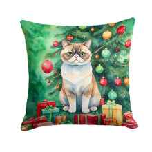 Load image into Gallery viewer, Exotic Shorthair Cat By the Christmas Tree Throw Pillow - 14x14 Decorative Pillow – Art for Your Home &amp; Patio