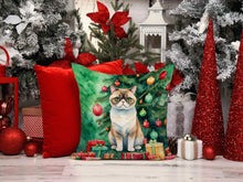 Load image into Gallery viewer, Exotic Shorthair Cat By the Christmas Tree Throw Pillow