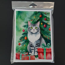 Load image into Gallery viewer, Foldex Exotic Fold Cat By the Christmas Tree Greeting Cards - Blank Note Cards – 8-Pack of Artist-Designed Cards with Envelopes