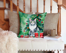 Load image into Gallery viewer, Foldex Exotic Fold Cat By the Christmas Tree Throw Pillow - 14x14 Decorative Pillow – Art for Your Home &amp; Patio