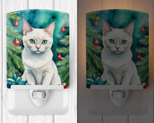 Load image into Gallery viewer, Foreign White Cat By the Christmas Tree Ceramic Night Light