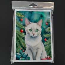 Load image into Gallery viewer, Foreign White Cat By the Christmas Tree Greeting Cards - Blank Note Cards – 8-Pack of Artist-Designed Cards with Envelopes