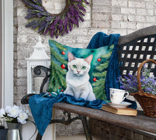 Load image into Gallery viewer, Foreign White Cat By the Christmas Tree Throw Pillow