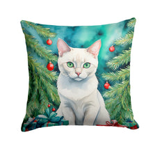 Load image into Gallery viewer, Foreign White Cat By the Christmas Tree Throw Pillow