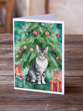 Load image into Gallery viewer, German Rex Cat By the Christmas Tree Greeting Cards - Blank Note Cards – 8-Pack of Artist-Designed Cards with Envelopes