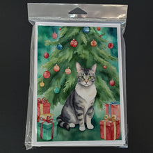 Load image into Gallery viewer, German Rex Cat By the Christmas Tree Greeting Cards - Blank Note Cards – 8-Pack of Artist-Designed Cards with Envelopes