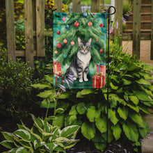 Load image into Gallery viewer, German Rex Christmas Garden Flag - Cat by the Christmas Tree - Cat-Themed Holiday Yard Decor