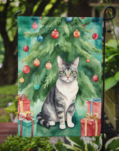 Load image into Gallery viewer, German Rex Christmas Garden Flag - Cat by the Christmas Tree - Cat-Themed Holiday Yard Decor