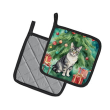Load image into Gallery viewer, German Rex Cat By the Christmas Tree Pot Holders - Set of 2 Decorative Kitchen Helpers | Made in the USA
