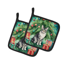 Load image into Gallery viewer, German Rex Cat By the Christmas Tree Pot Holders - Set of 2 Decorative Kitchen Helpers | Made in the USA