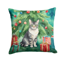 Load image into Gallery viewer, German Rex Cat By the Christmas Tree Throw Pillow - 14x14 Decorative Pillow – Art for Your Home &amp; Patio