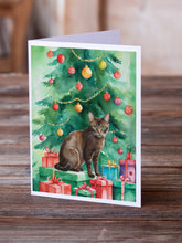 Load image into Gallery viewer, Havana Brown Cat By the Christmas Tree Greeting Cards - Blank Note Cards – 8-Pack of Artist-Designed Cards with Envelopes