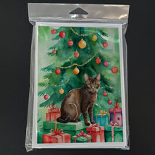 Load image into Gallery viewer, Havana Brown Cat By the Christmas Tree Greeting Cards - Blank Note Cards – 8-Pack of Artist-Designed Cards with Envelopes