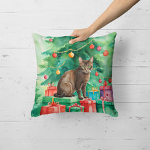 Load image into Gallery viewer, Havana Brown Cat By the Christmas Tree Throw Pillow