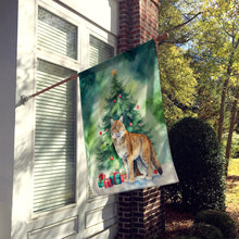 Load image into Gallery viewer, Highlander Lynx Cat By the Christmas Tree House Flag