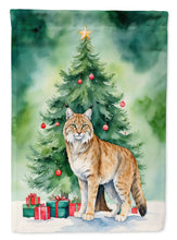 Load image into Gallery viewer, Highlander Lynx Cat By the Christmas Tree House Flag
