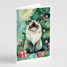 Load image into Gallery viewer, Himalayan Cat By the Christmas Tree Greeting Cards - Blank Note Cards – 8-Pack of Artist-Designed Cards with Envelopes