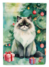 Load image into Gallery viewer, Himalayan Christmas Garden Flag - Cat by the Christmas Tree - Cat-Themed Holiday Yard Decor