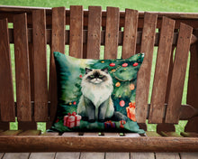 Load image into Gallery viewer, Himalayan Cat By the Christmas Tree Throw Pillow - 14x14 Decorative Pillow – Art for Your Home &amp; Patio