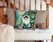 Load image into Gallery viewer, Himalayan Cat By the Christmas Tree Throw Pillow - 14x14 Decorative Pillow – Art for Your Home &amp; Patio