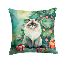 Load image into Gallery viewer, Himalayan Cat By the Christmas Tree Throw Pillow - 14x14 Decorative Pillow – Art for Your Home &amp; Patio