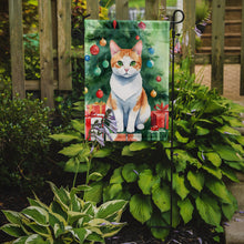 Load image into Gallery viewer, Japanese Bobtail Christmas Garden Flag - Cat by the Christmas Tree - Cat-Themed Holiday Yard Decor