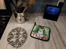 Load image into Gallery viewer, Japanese Bobtail Cat By the Christmas Tree Pot Holders - Set of 2 Decorative Kitchen Helpers | Made in the USA