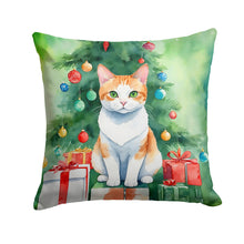 Load image into Gallery viewer, Japanese Bobtail Cat By the Christmas Tree Throw Pillow - 14x14 Decorative Pillow – Art for Your Home &amp; Patio