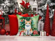 Load image into Gallery viewer, Japanese Bobtail Cat By the Christmas Tree Throw Pillow