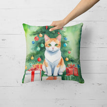 Load image into Gallery viewer, Japanese Bobtail Cat By the Christmas Tree Throw Pillow