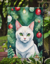 Load image into Gallery viewer, Khao Manee Christmas Garden Flag - Cat by the Christmas Tree - Cat-Themed Holiday Yard Decor