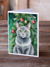 Load image into Gallery viewer, Korat Cat By the Christmas Tree Greeting Cards - Blank Note Cards – 8-Pack of Artist-Designed Cards with Envelopes