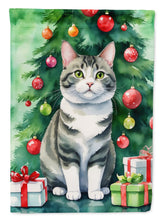 Load image into Gallery viewer, Korean Bobtail Christmas Garden Flag - Cat by the Christmas Tree - Cat-Themed Holiday Yard Decor