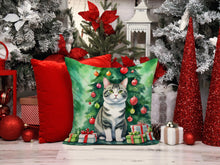 Load image into Gallery viewer, Korean Bobtail Cat By the Christmas Tree Throw Pillow