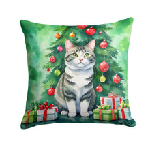 Load image into Gallery viewer, Korean Bobtail Cat By the Christmas Tree Throw Pillow