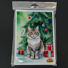Load image into Gallery viewer, Kurilian Bobtail Cat By the Christmas Tree Greeting Cards - Blank Note Cards – 8-Pack of Artist-Designed Cards with Envelopes