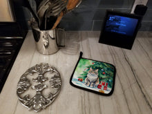 Load image into Gallery viewer, Kurilian Bobtail Cat By the Christmas Tree Pot Holders - Set of 2 Decorative Kitchen Helpers | Made in the USA