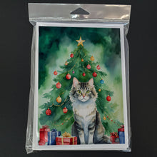 Load image into Gallery viewer, La Perm Cat By the Christmas Tree Greeting Cards - Blank Note Cards – 8-Pack of Artist-Designed Cards with Envelopes