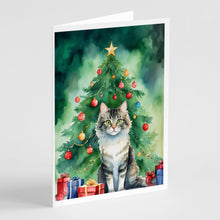 Load image into Gallery viewer, La Perm Cat By the Christmas Tree Greeting Cards - Blank Note Cards – 8-Pack of Artist-Designed Cards with Envelopes