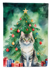 Load image into Gallery viewer, La Perm Christmas Garden Flag - Cat by the Christmas Tree - Cat-Themed Holiday Yard Decor