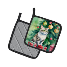 Load image into Gallery viewer, Li Hua Cat By the Christmas Tree Pot Holders - Set of 2 Decorative Kitchen Helpers | Made in the USA