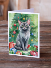 Load image into Gallery viewer, Lykoi Cat By the Christmas Tree Greeting Cards - Blank Note Cards – 8-Pack of Artist-Designed Cards with Envelopes