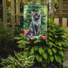 Load image into Gallery viewer, Lykoi Christmas Garden Flag - Cat by the Christmas Tree - Cat-Themed Holiday Yard Decor