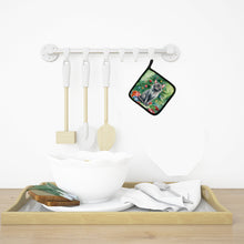 Load image into Gallery viewer, Lykoi Cat By the Christmas Tree Pot Holders - Set of 2 Decorative Kitchen Helpers | Made in the USA