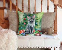 Load image into Gallery viewer, Lykoi Cat By the Christmas Tree Throw Pillow - 14x14 Decorative Pillow – Art for Your Home &amp; Patio