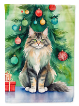 Load image into Gallery viewer, MaineCoon Cat By the Christmas Tree House Flag