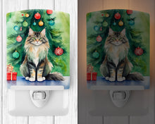 Load image into Gallery viewer, MaineCoon Cat By the Christmas Tree Ceramic Night Light