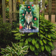 Load image into Gallery viewer, MaineCoon Christmas Garden Flag - Cat by the Christmas Tree - Cat-Themed Holiday Yard Decor