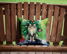 Load image into Gallery viewer, MaineCoon Cat By the Christmas Tree Throw Pillow - 14x14 Decorative Pillow – Art for Your Home &amp; Patio