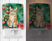 Load image into Gallery viewer, Malayan Cat By the Christmas Tree Ceramic Night Light